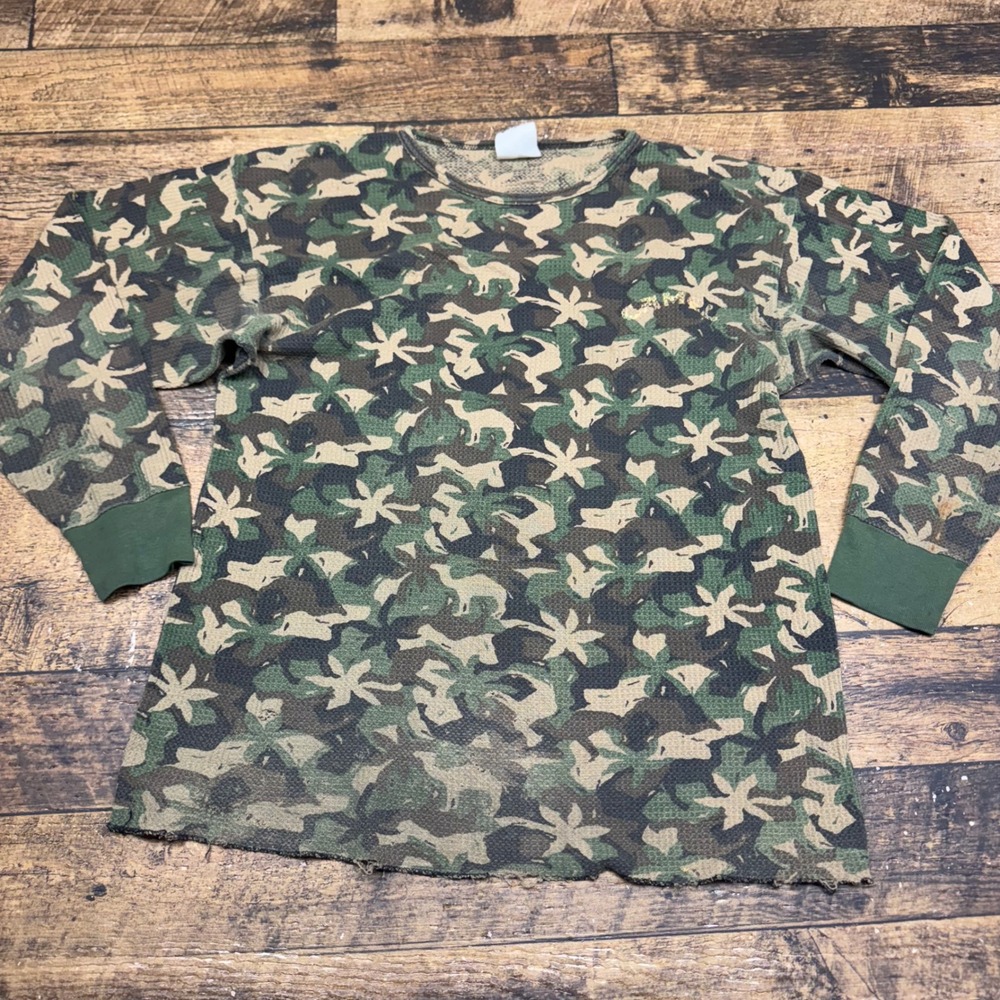 Camel Camo Thermal Shirt Long Sleeve Camels Graphic Print Distressed vintage
